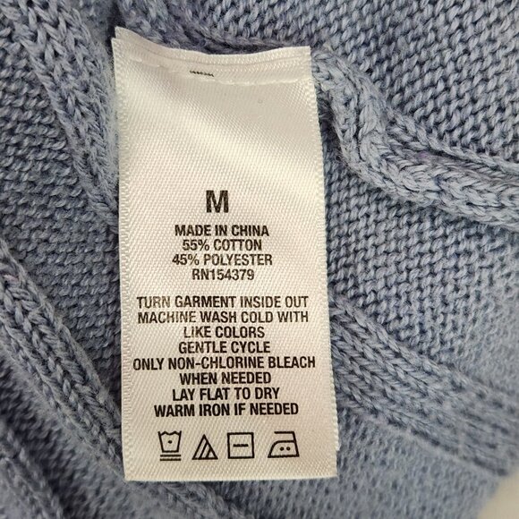 Aeropostale Crop Sweater Button Up Long Sleeve Women's M Blue V Neck Mid Drift - Picture 7 of 7